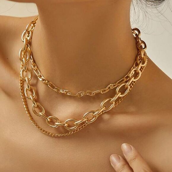 Jewelry - 14K Gold Filled Layered Chunky Chain Necklace